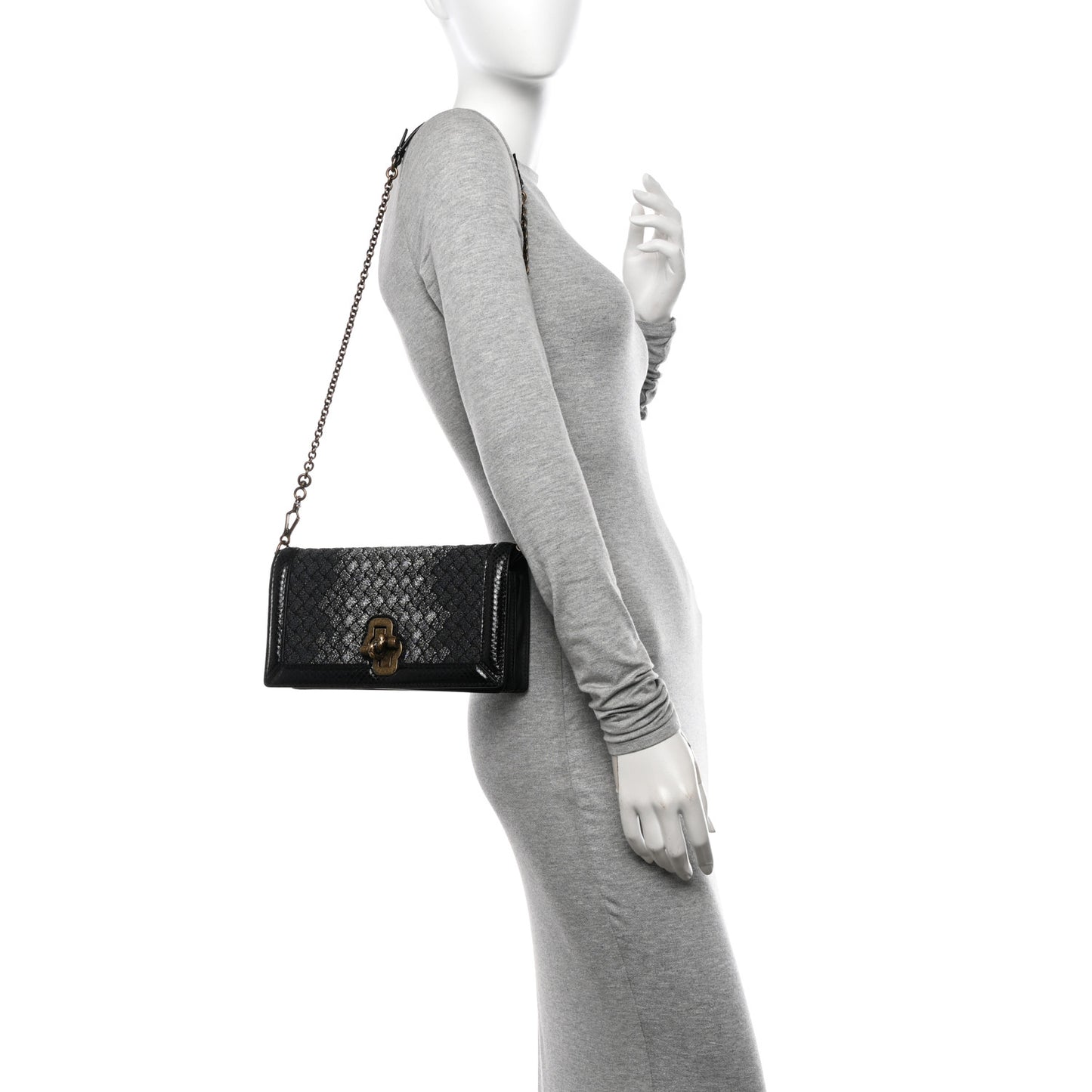 Metallic Wool Woven Patent Ayers Olimpia Knot Silver Black