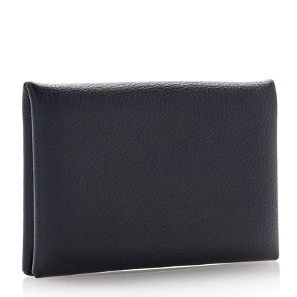Hermes Evercolor Calvi Card Case Bleu Nuit 3 of 8