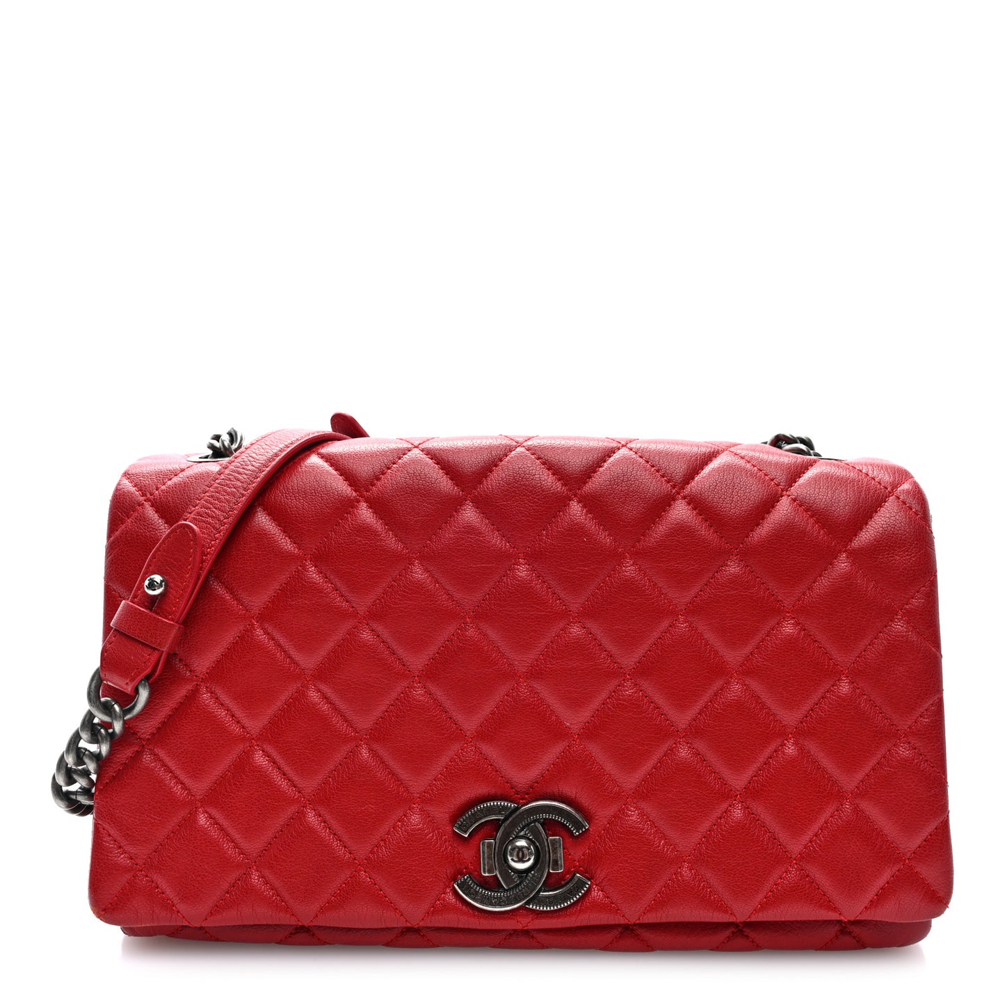 Goatskin Quilted Large City Rock Flap Red