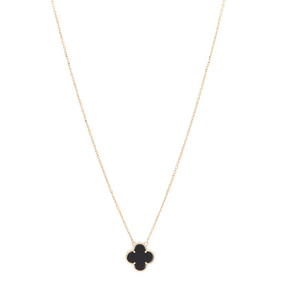 Van Cleef & Arpels 18K Yellow Gold Black Onyx Vintage Alhambra Pendant Necklace 1 of 6