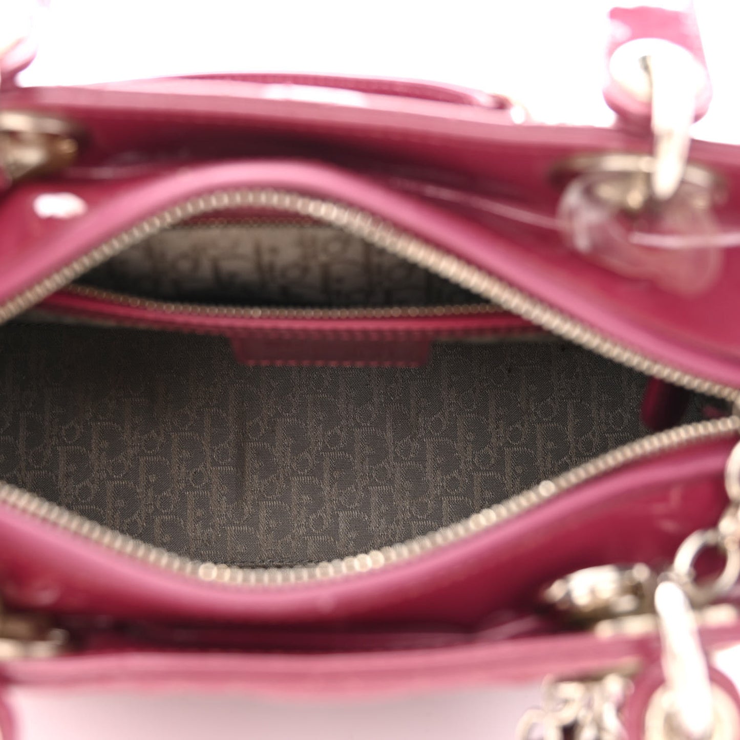 Patent Cannage Medium Lady Dior Dark Pink