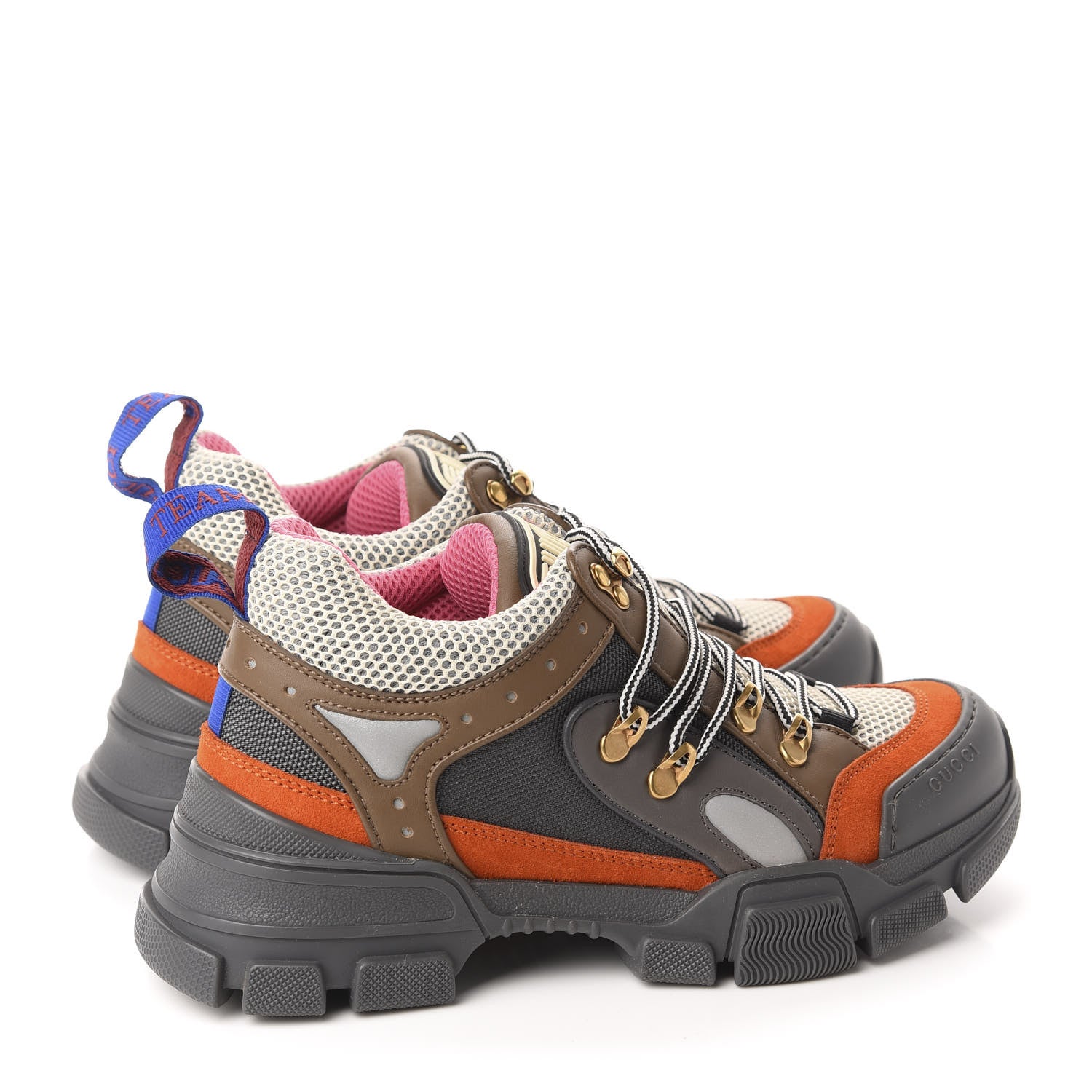 Gucci X SEGA Mesh Canvas Calfskin Womens Flashtrek Sneakers 38 White Box Pink Ardesia Loess 4 of 10