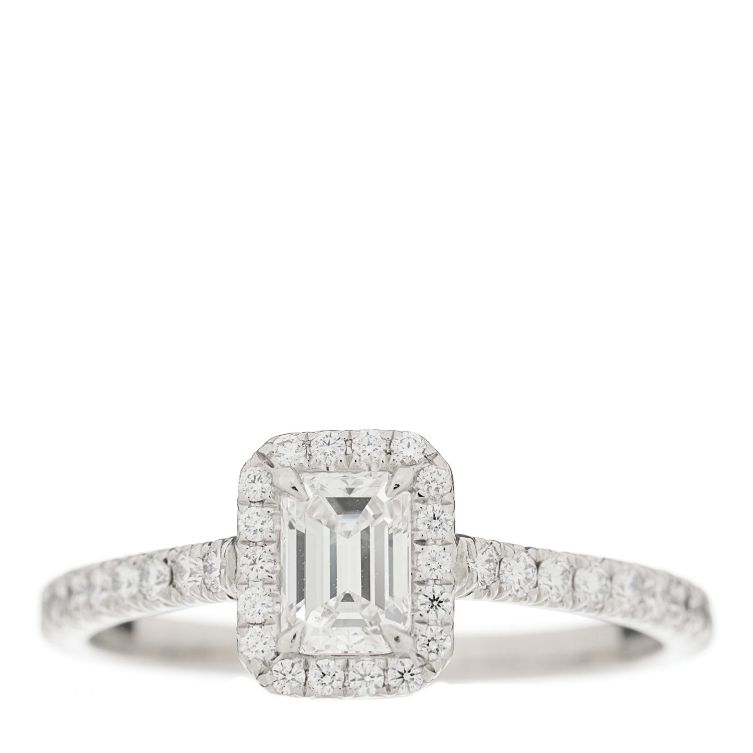 Tiffany Platinum Diamond .39ct Soleste Emerald Cut Engagement Ring 51 5.75 1 of 7