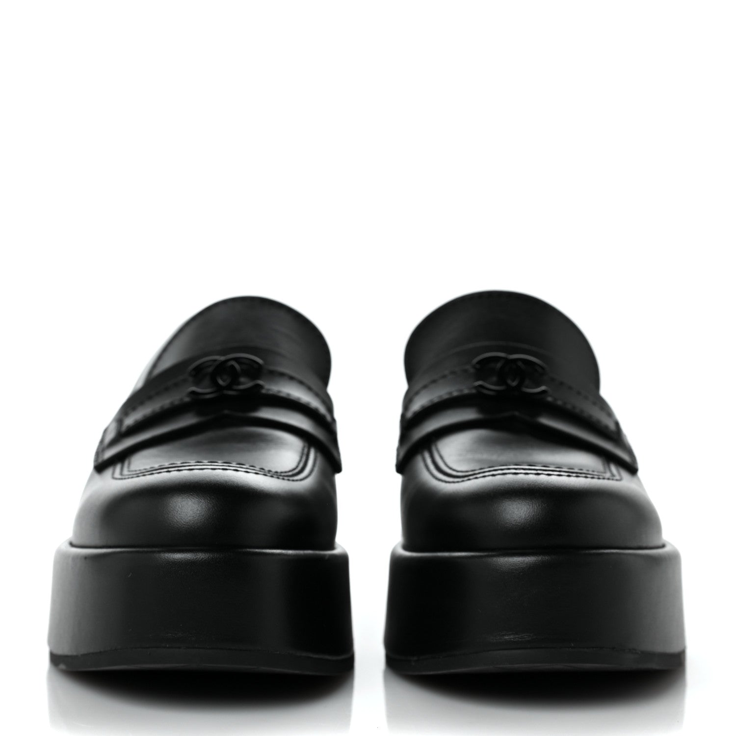 Chanel Calfskin CC Platform Loafers 35 Black 2 of 11