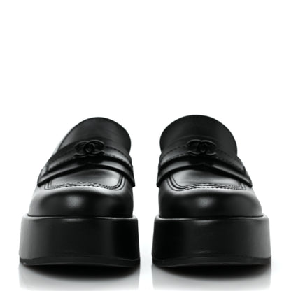 Chanel Calfskin CC Platform Loafers 35 Black 2 of 11