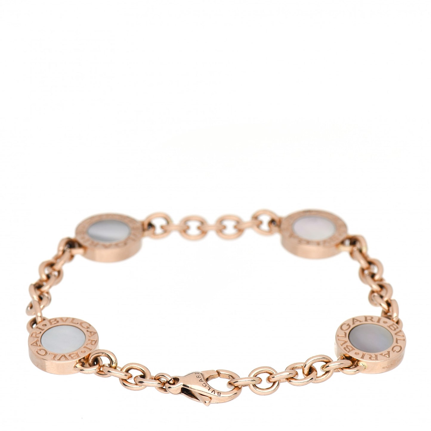 18K Rose Gold Mother of Pearl Black Onyx BVLGARI BVLGARI Four Station Bracelet