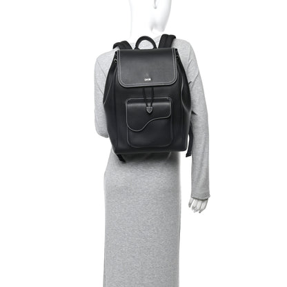 Christian Dior Grained Calfskin Saddle Drawstring Backpack Black 4 of 28