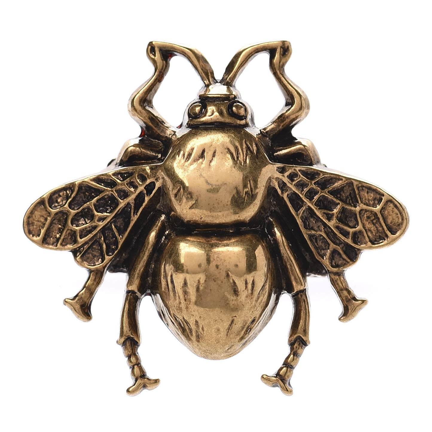 Metal Enamel Bee Ring 5.25 Aged Gold
