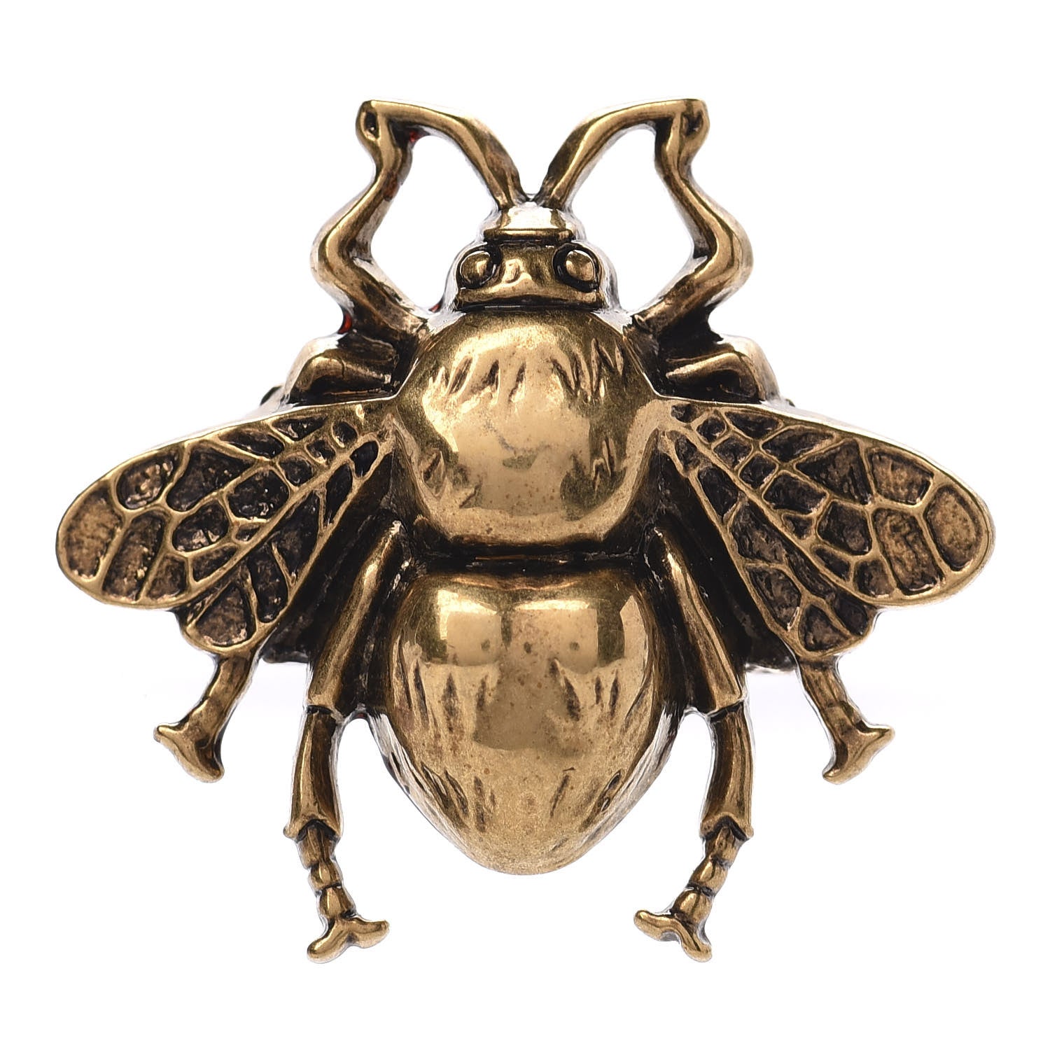 Gucci Metal Enamel Bee Ring 5.25 Aged Gold 1 of 5