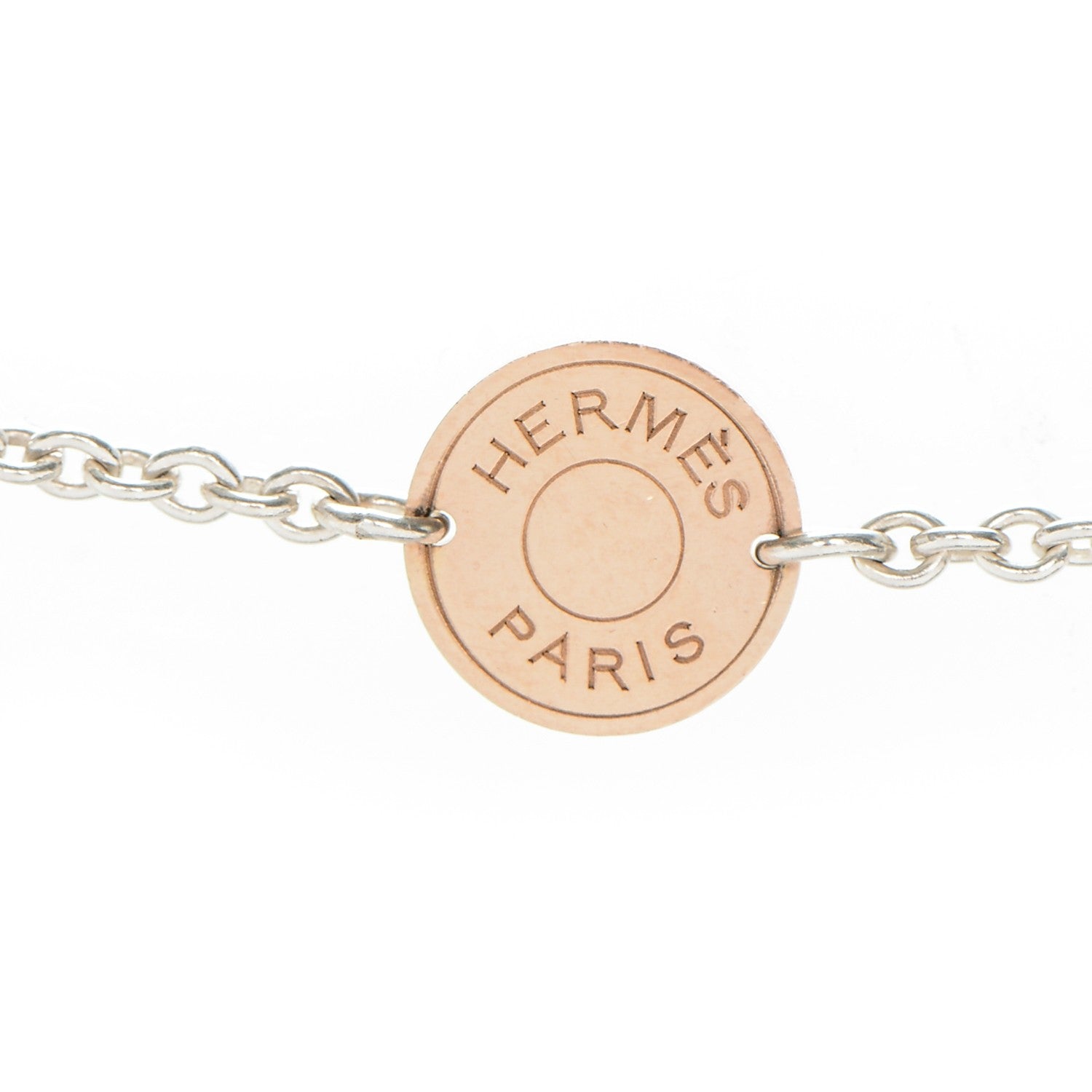 Hermes Sterling Silver 18K Rose Gold Confettis Long Necklace 7 of 7