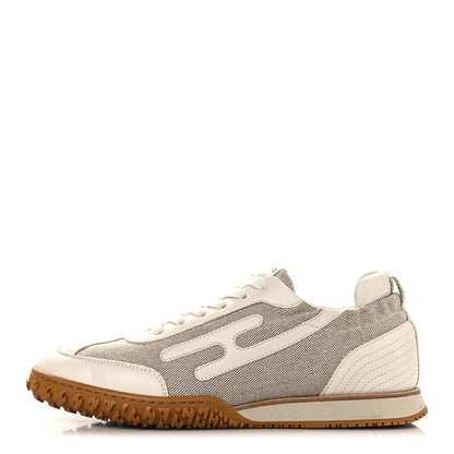 Hermes H Canvas Nappa Jet Sneakers 38.5 White Prunoir 1 of 9