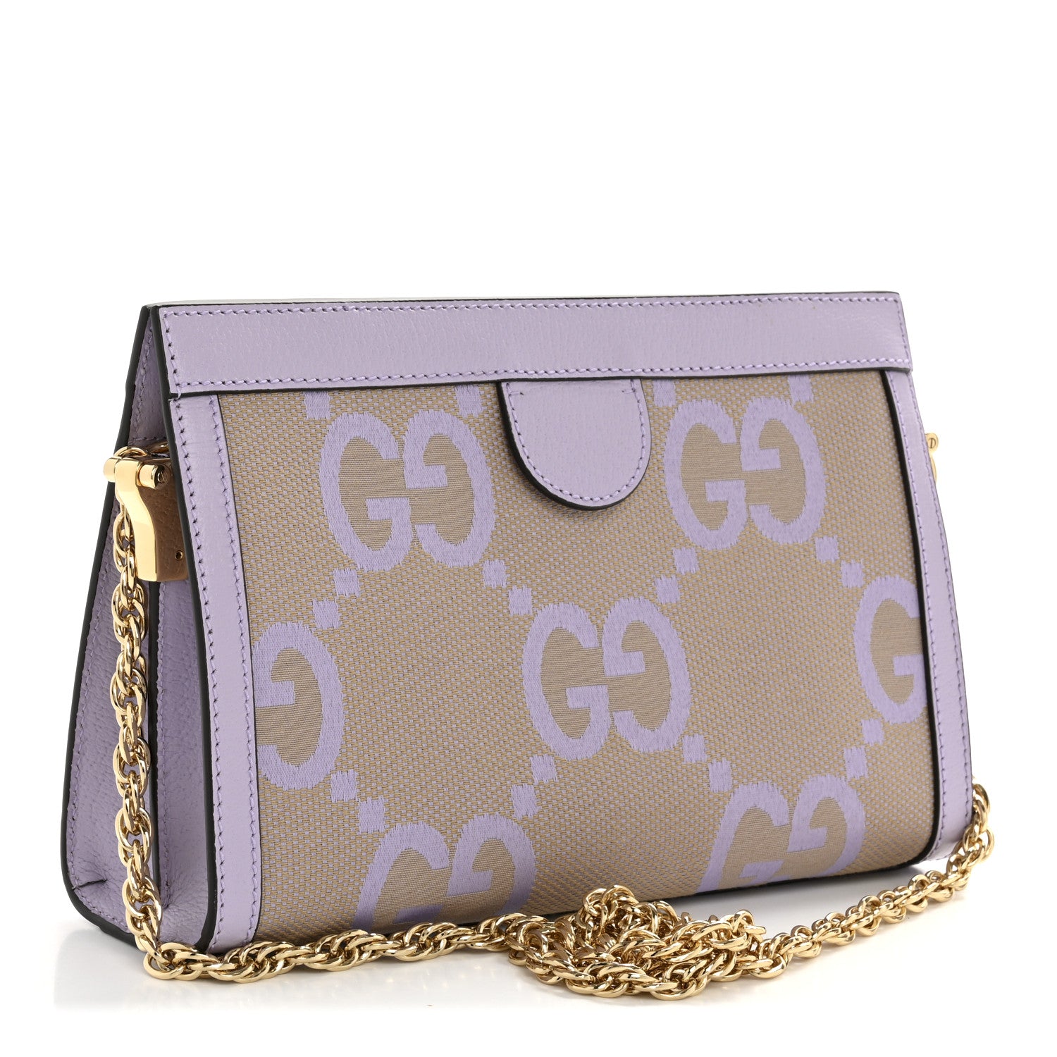 Gucci Monogram Jumbo GG Textured Dollar Calfskin Small Ophidia Chain Shoulder Bag Beige Lapis 3 of 13