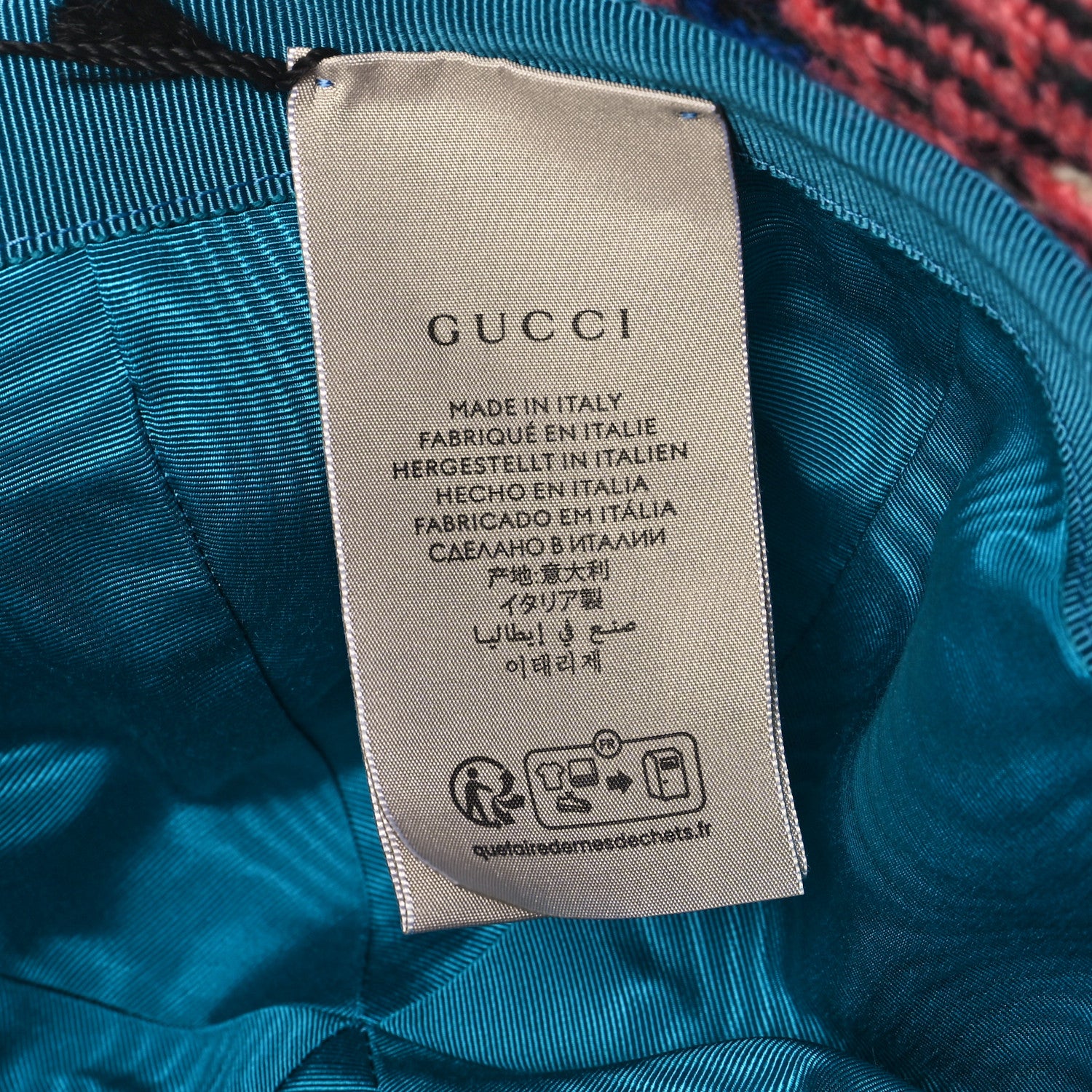 Gucci Wool Tweed Wide Brim Hat L Blue Pink Black 9 of 10