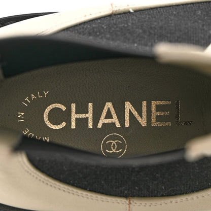 Chanel Patent Calfskin Cap Toe CC Ankle Boots 41 Beige Black 7 of 14