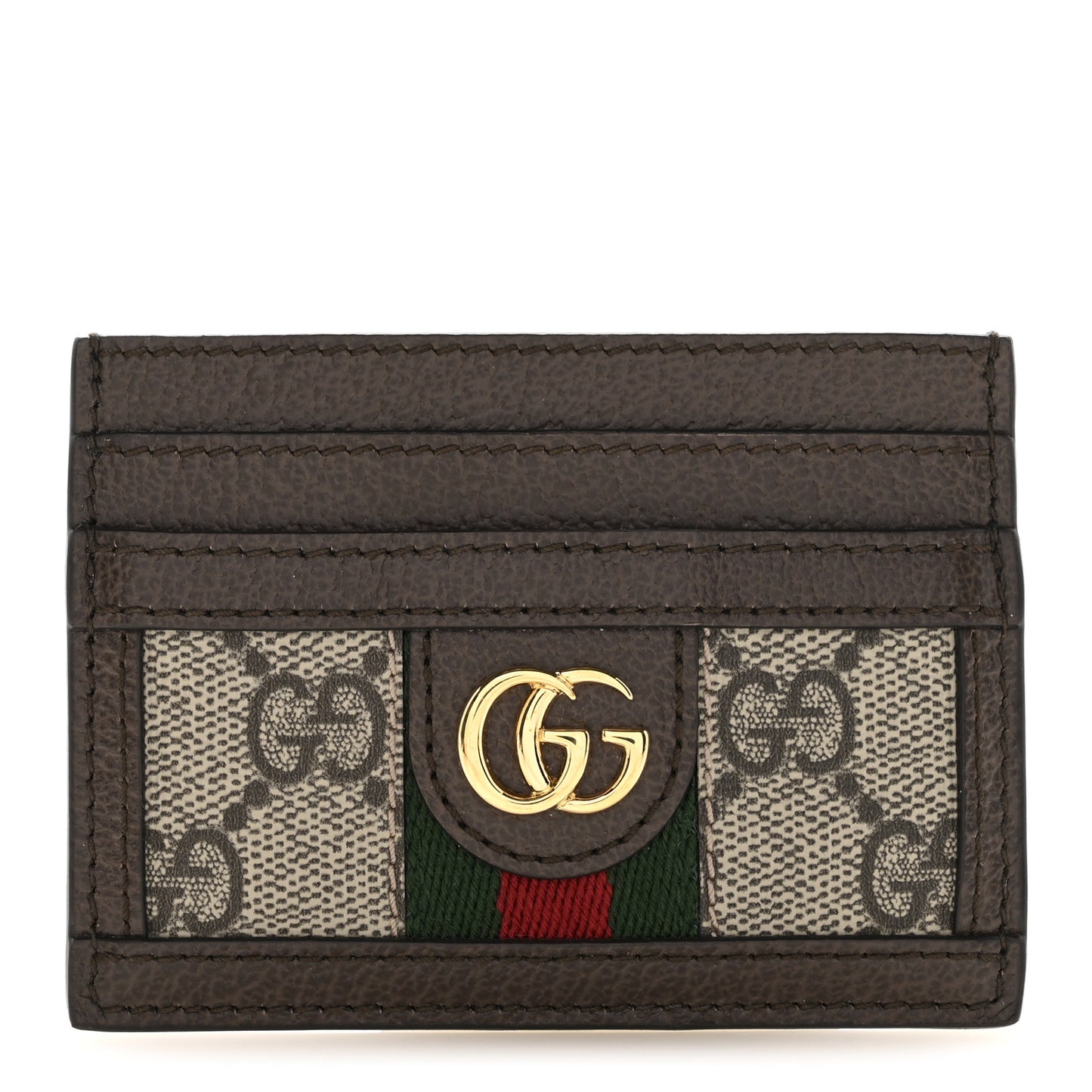 GG Supreme Monogram Textured Dollar Calfskin Ophidia Card Holder Beige Ebony New Acero