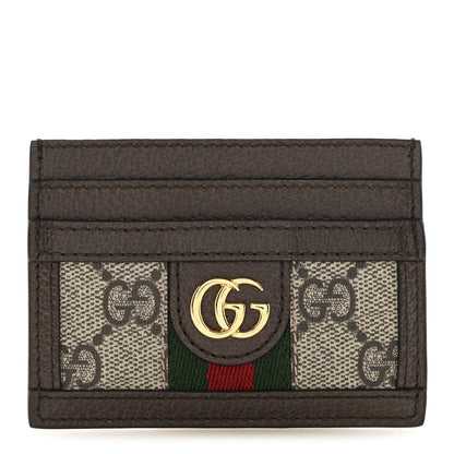 Gucci GG Supreme Monogram Textured Dollar Calfskin Ophidia Card Holder Beige Ebony New Acero 1 of 6