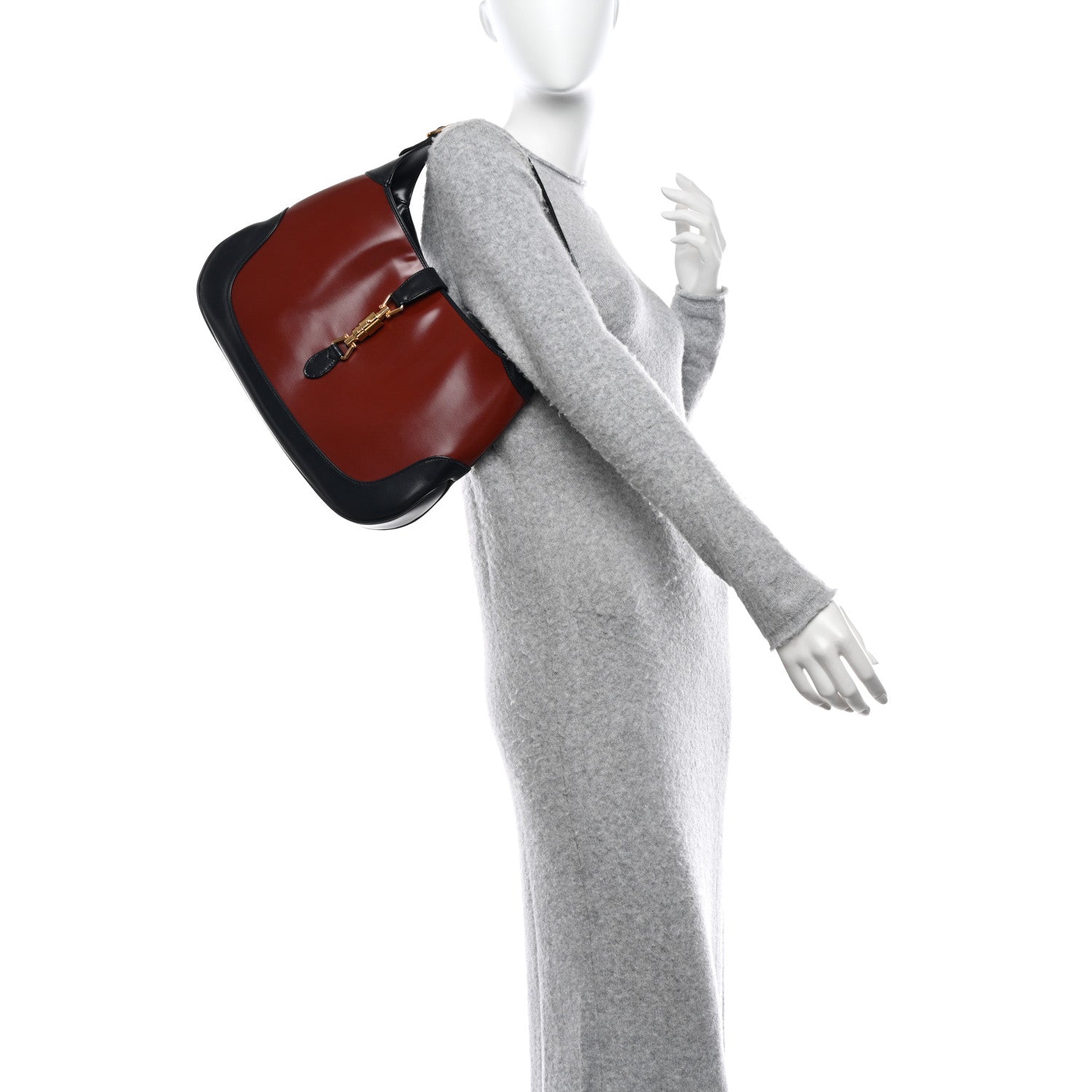 Gucci Boarded Dyana Lux Calfskin Bi-Color Medium Jackie 1961 Hobo Red Mineral Blue 2 of 10