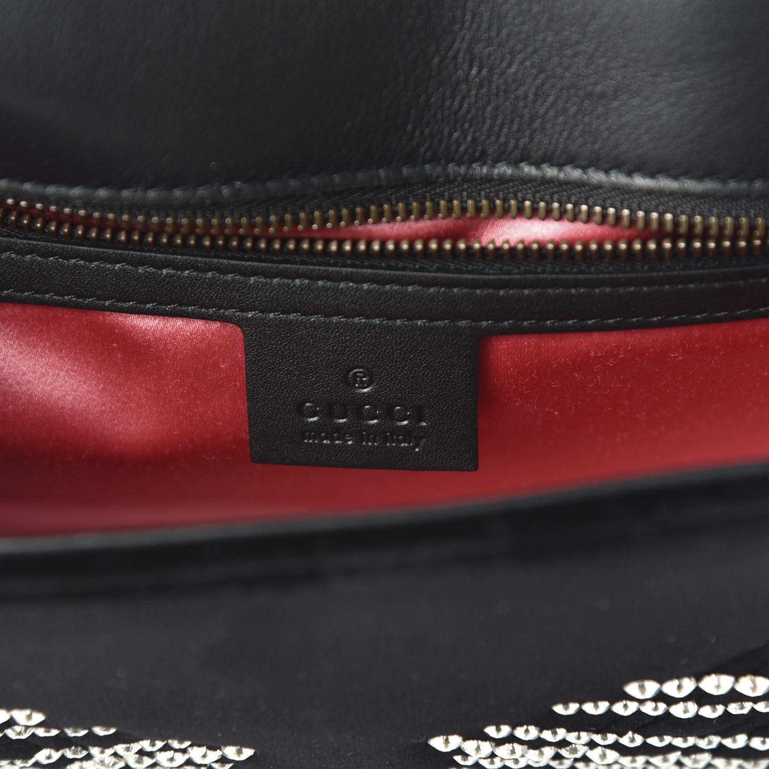 Gucci Velvet Matelasse Marquise Crystals Embroidered Small GG Marmont Shoulder Bag Black 8 of 10