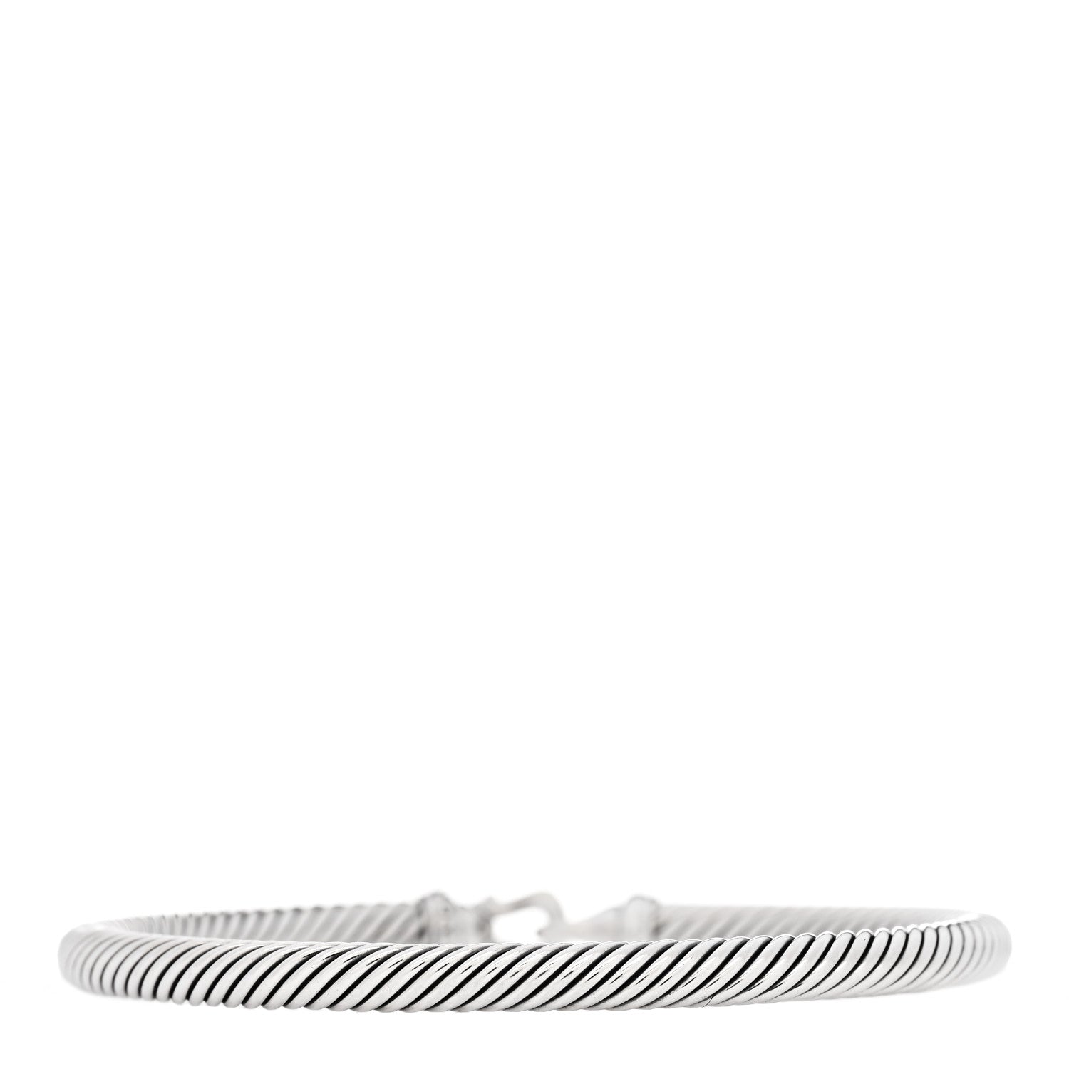 David Yurman Sterling Silver Diamond 5mm Cable Buckle Bracelet 2 of 3