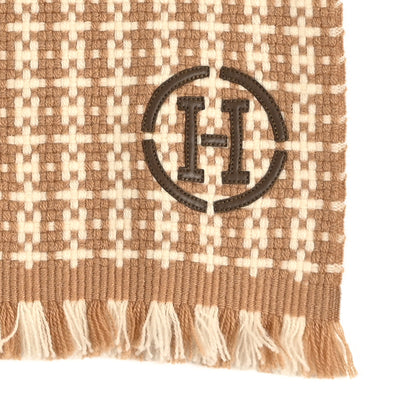 Hermes Cashmere Graphique H Muffler Camel White 3 of 4