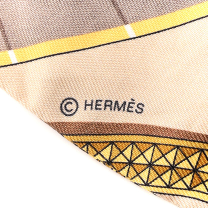 Hermes Silk Grand Apparat Twilly Beige Orange Jaune 4 of 5