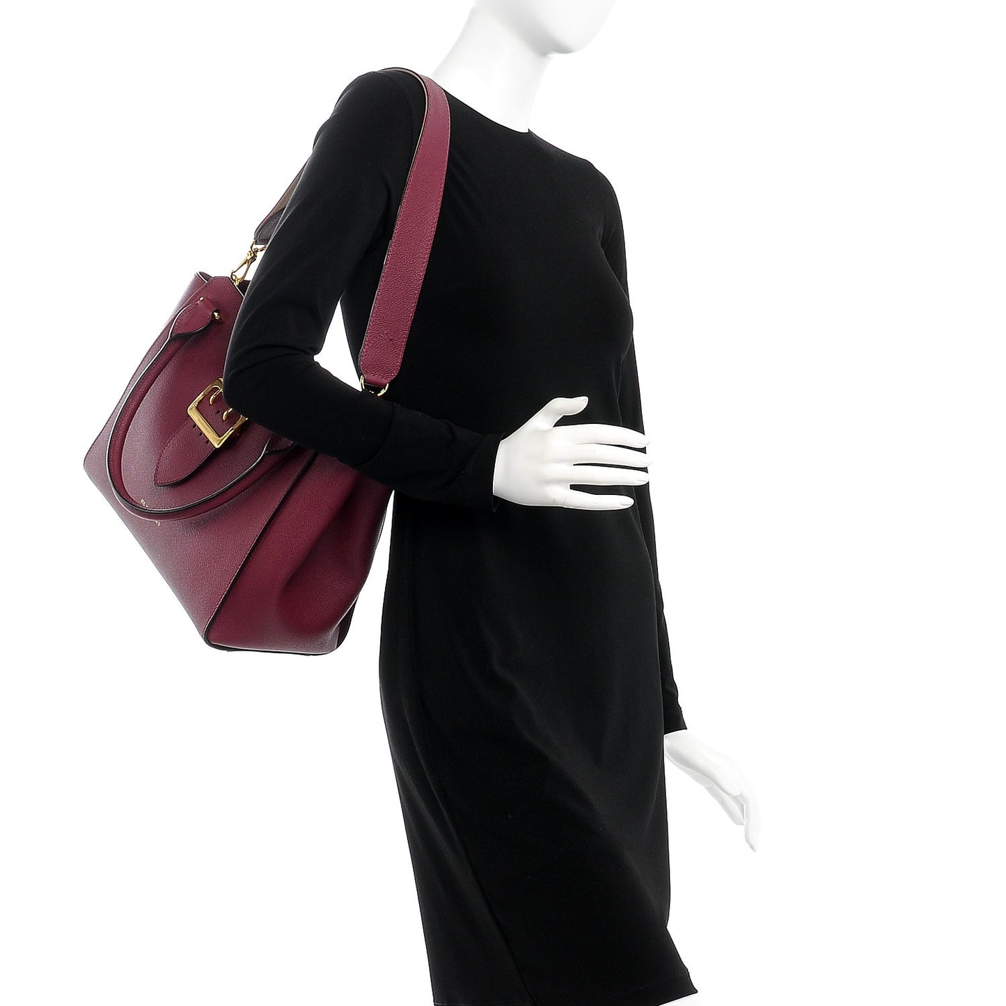 Soft Grain Medium Buckle Tote Dark Plum