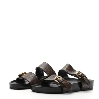 Louis Vuitton Monogram Bom Dia Mule Sandals 38 Black 3 of 8
