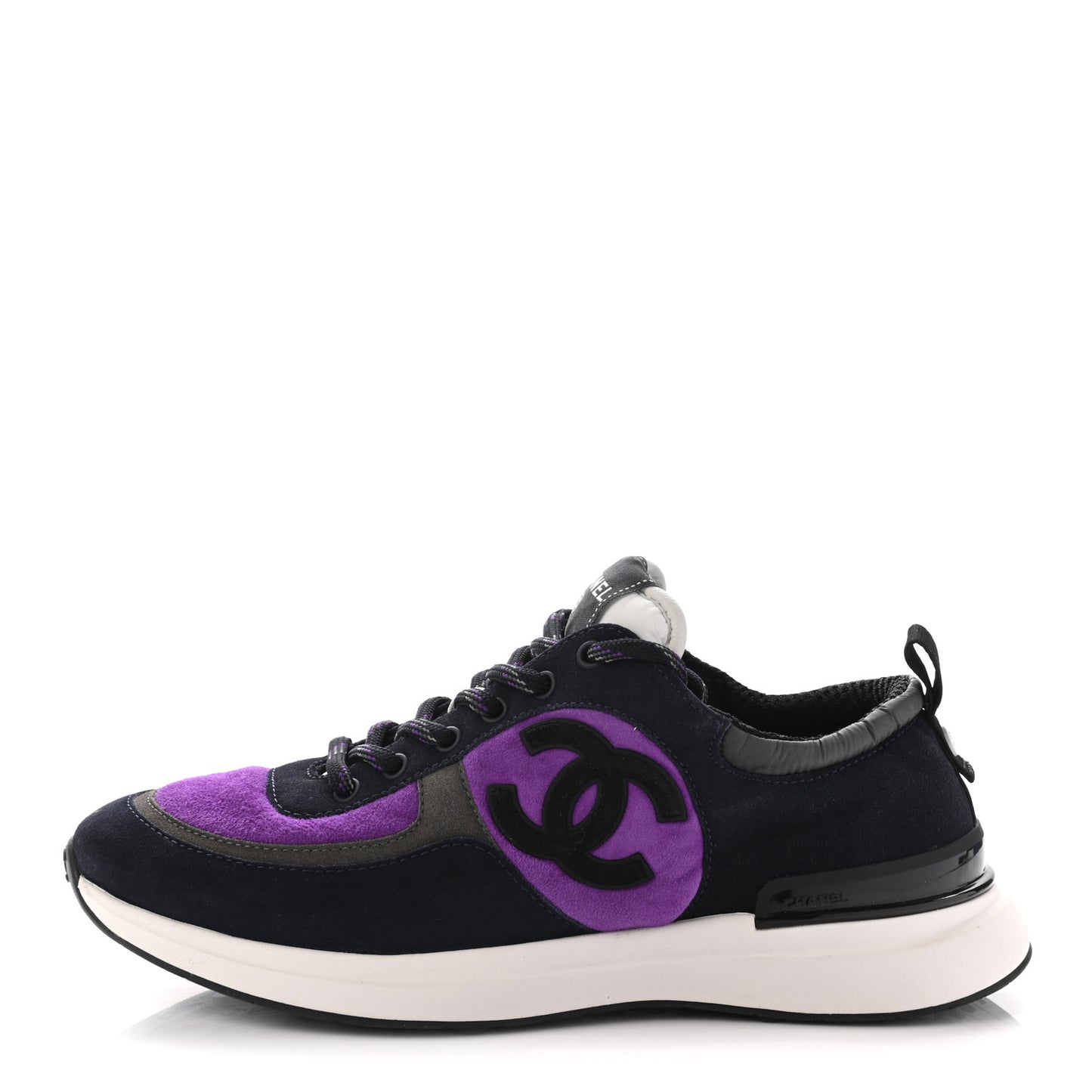 Suede Calfskin CC Sneakers 40 Purple Navy Black