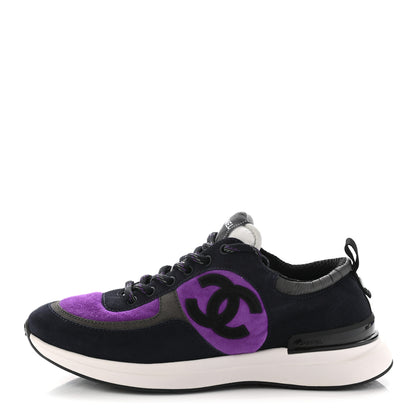 Chanel Suede Calfskin CC Sneakers 40 Purple Navy Black 1 of 12