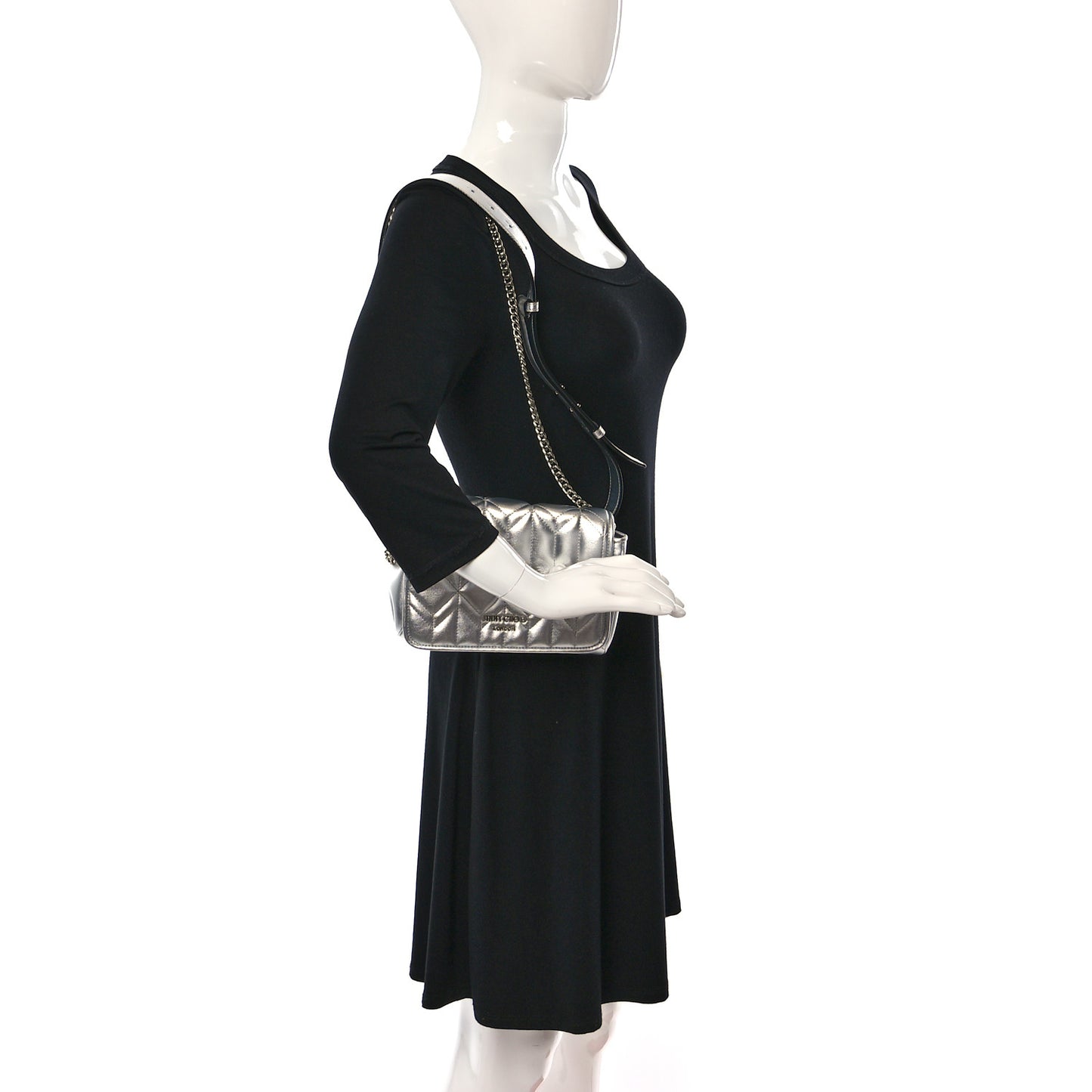 Metallic Calfskin Diondra Belt Bag Silver