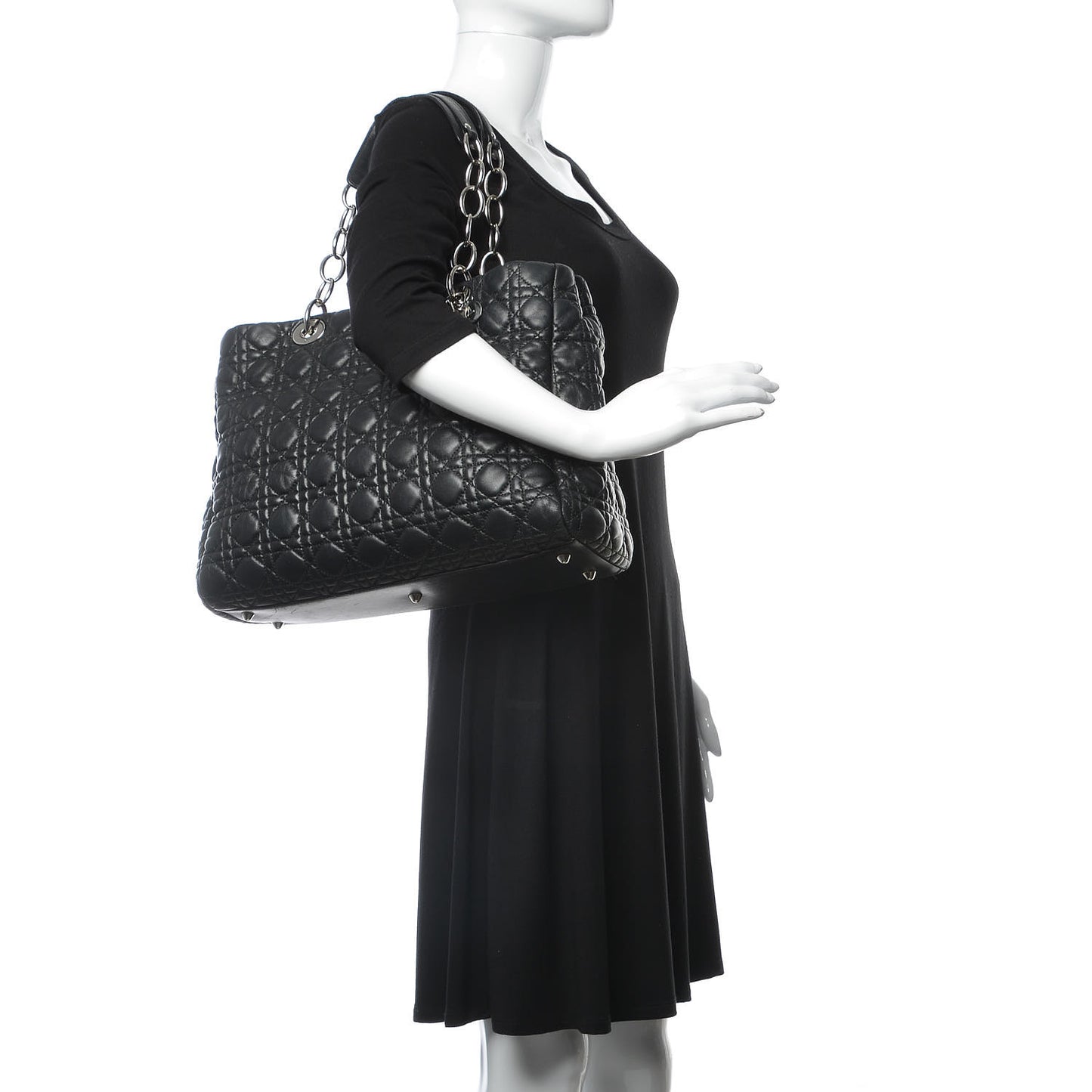 Lambskin Cannage Large Dior Soft Shopping Tote Black