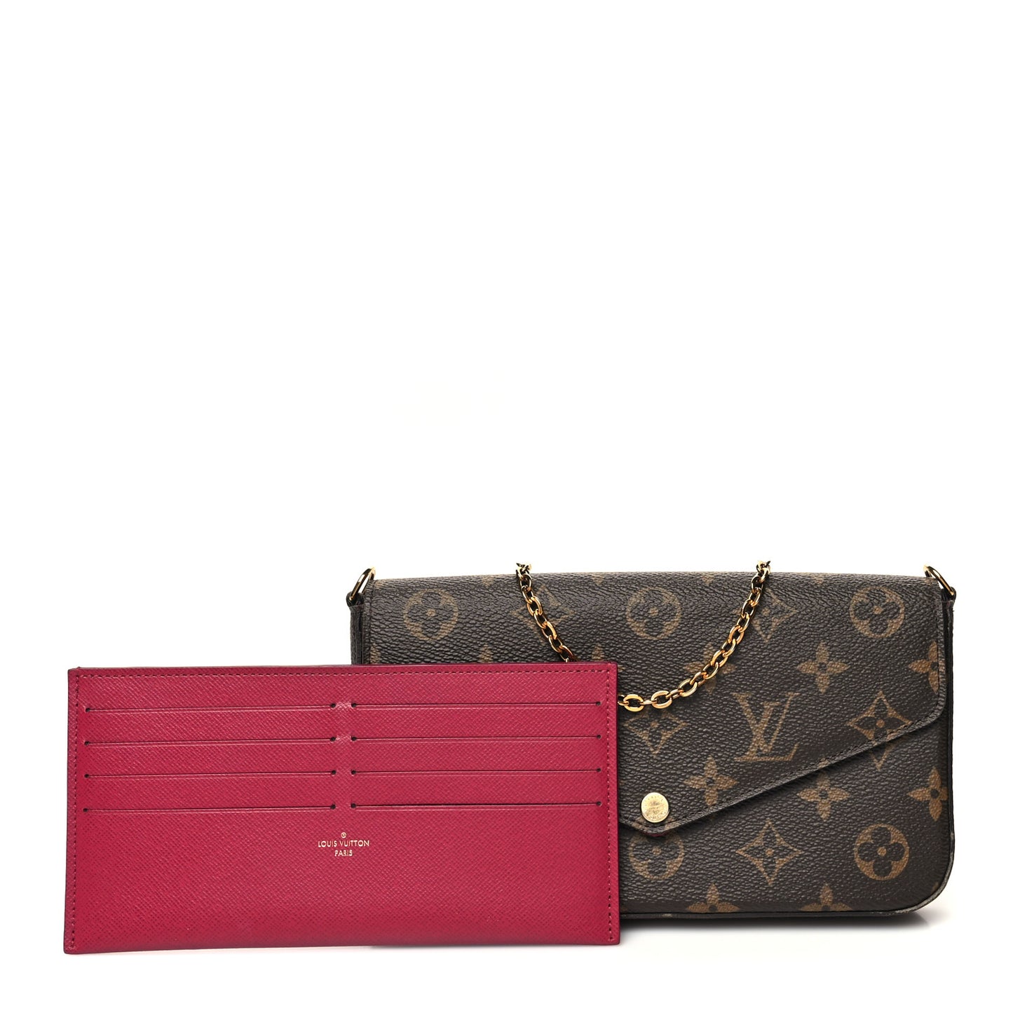 Monogram Pochette Felicie Chain Wallet Fuchsia