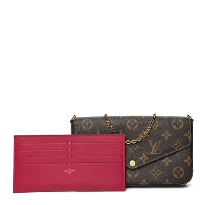 Louis Vuitton Monogram Pochette Felicie Chain Wallet Fuchsia 1 of 12