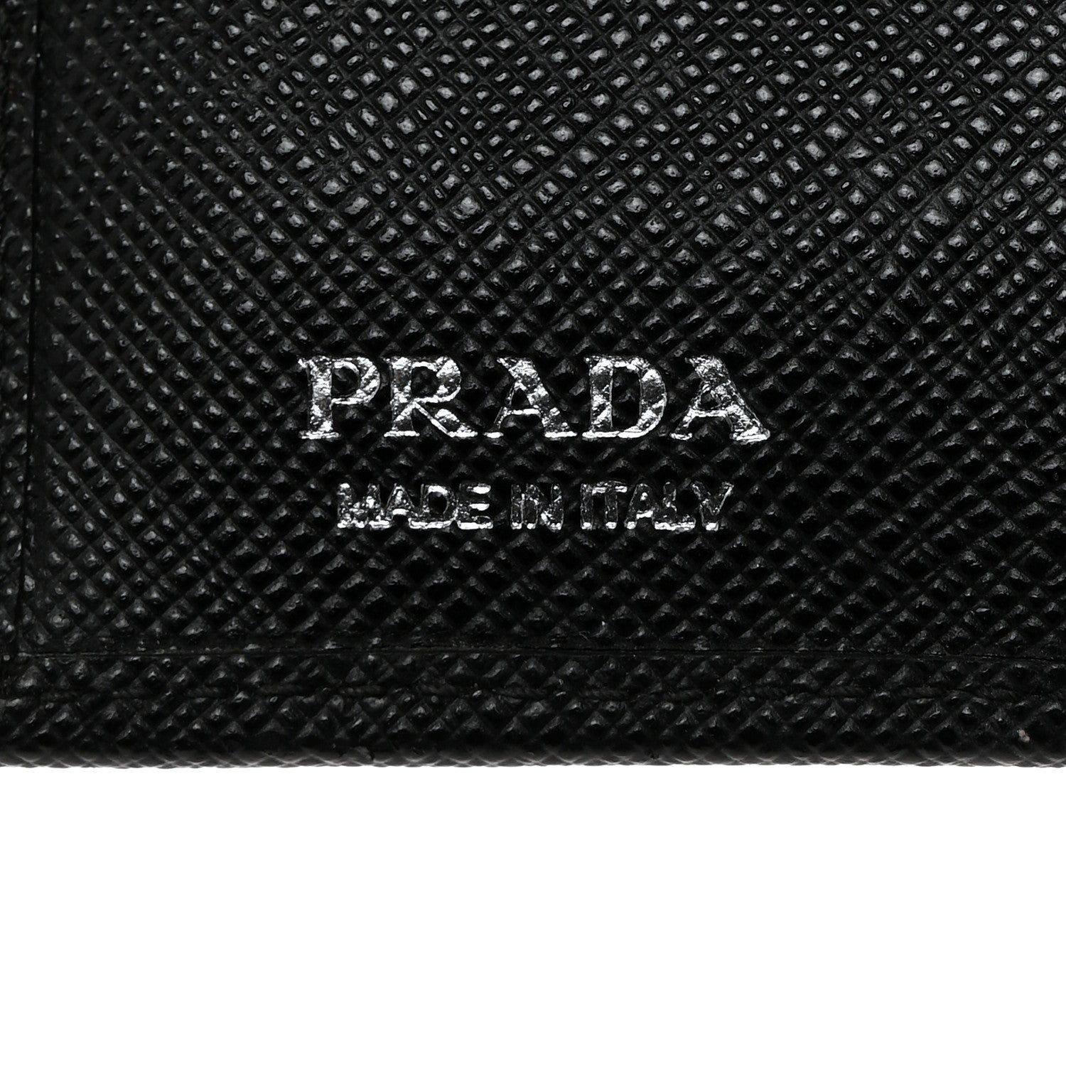 Prada Saffiano Triangle Bi-Fold Card Holder Wallet Black 6 of 6