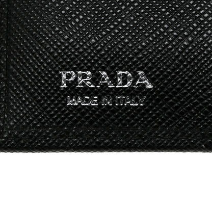 Prada Saffiano Triangle Bi-Fold Card Holder Wallet Black 6 of 6