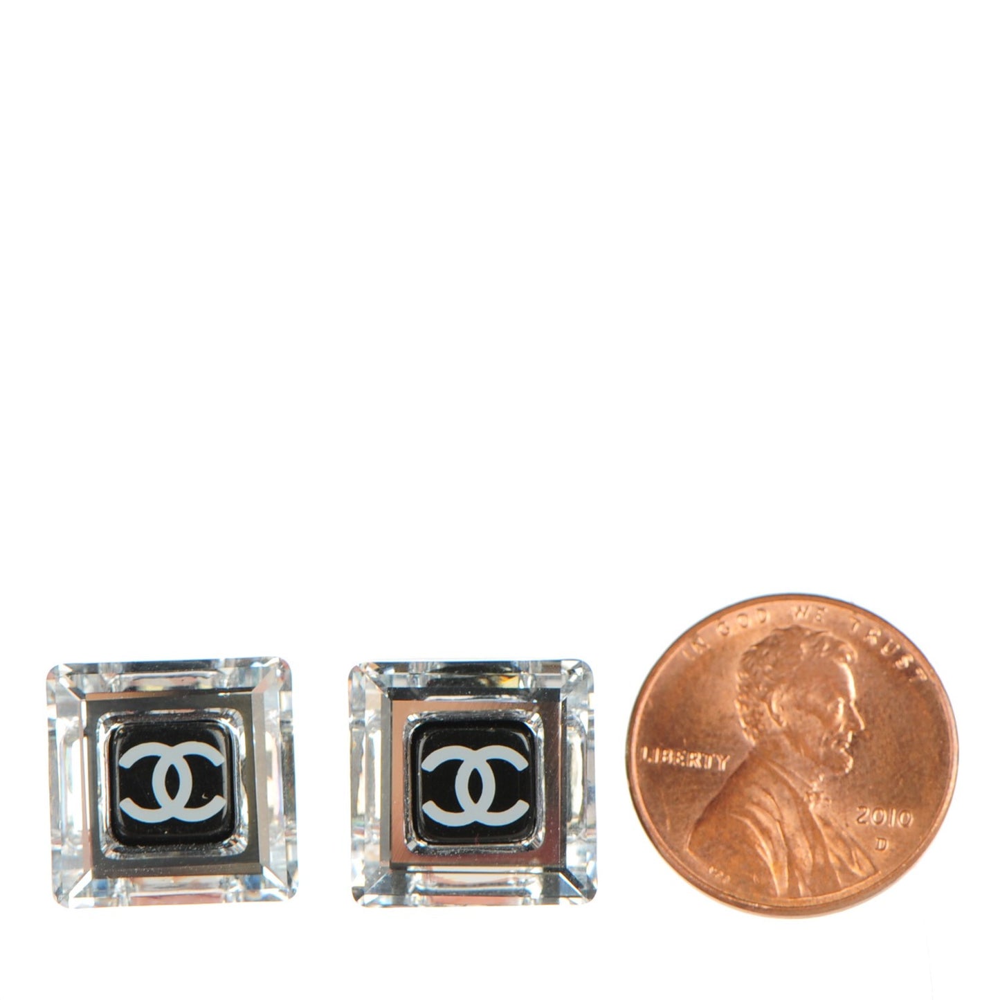 Crystal CC Square Charm Earrings