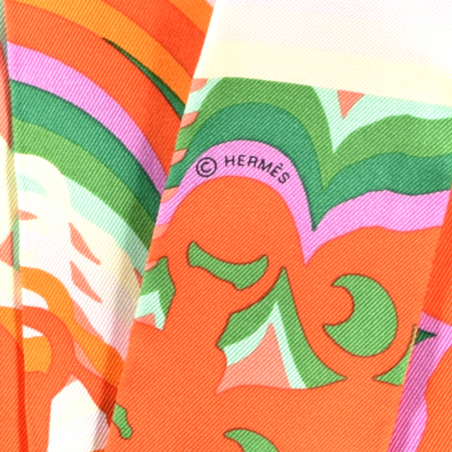 Hermes Silk Brides De Gala Shadow Twilly Orange Vert Corail 3 of 3