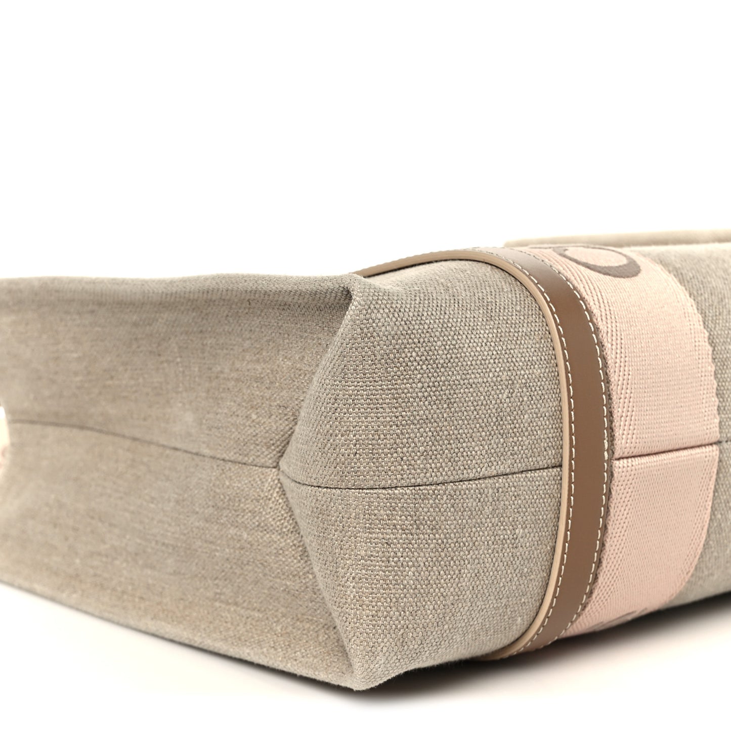 Linen Calfskin Medium Woody Ribbon Tote Blushy Beige