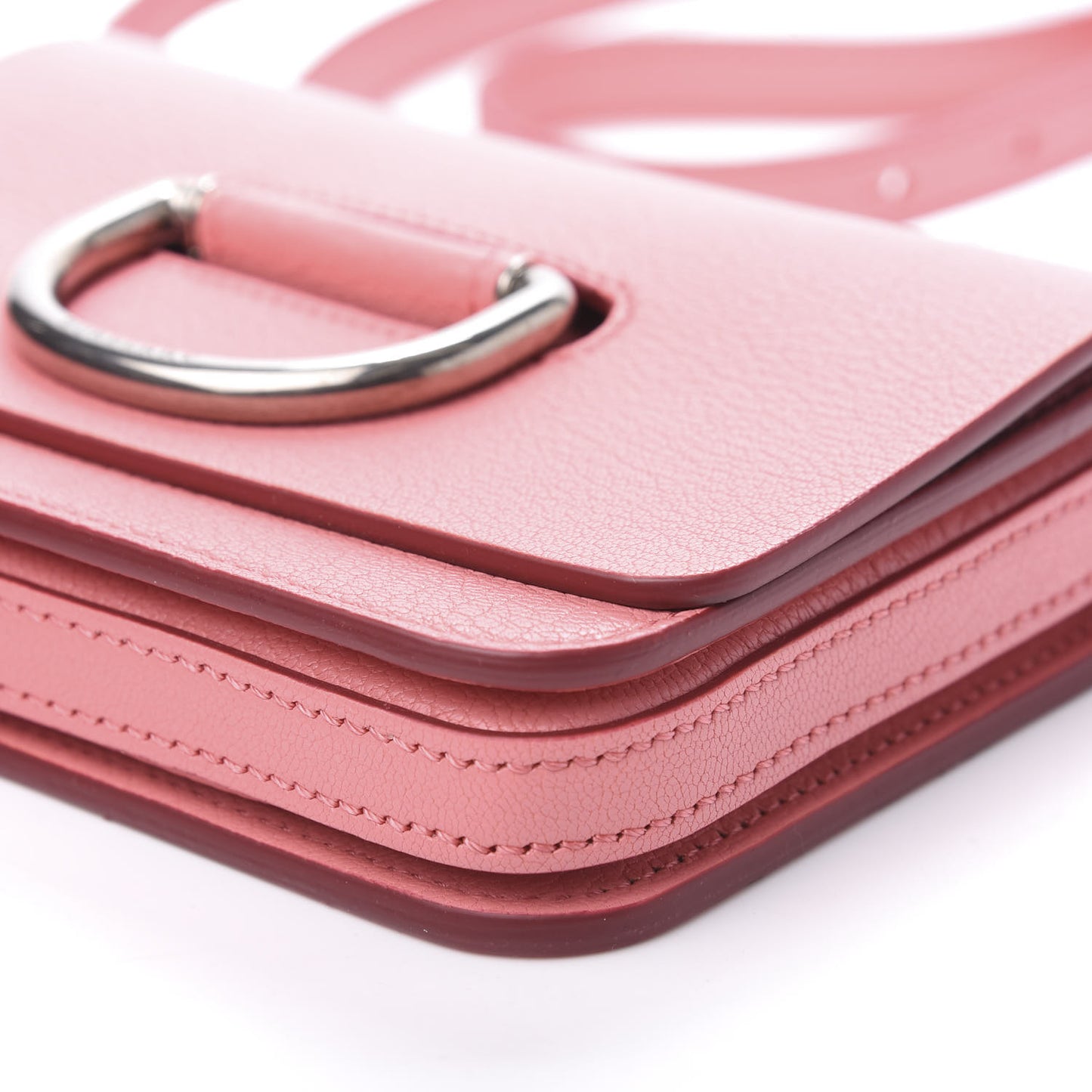 Goatskin Mini D-Ring Bag Bright Coral Pink