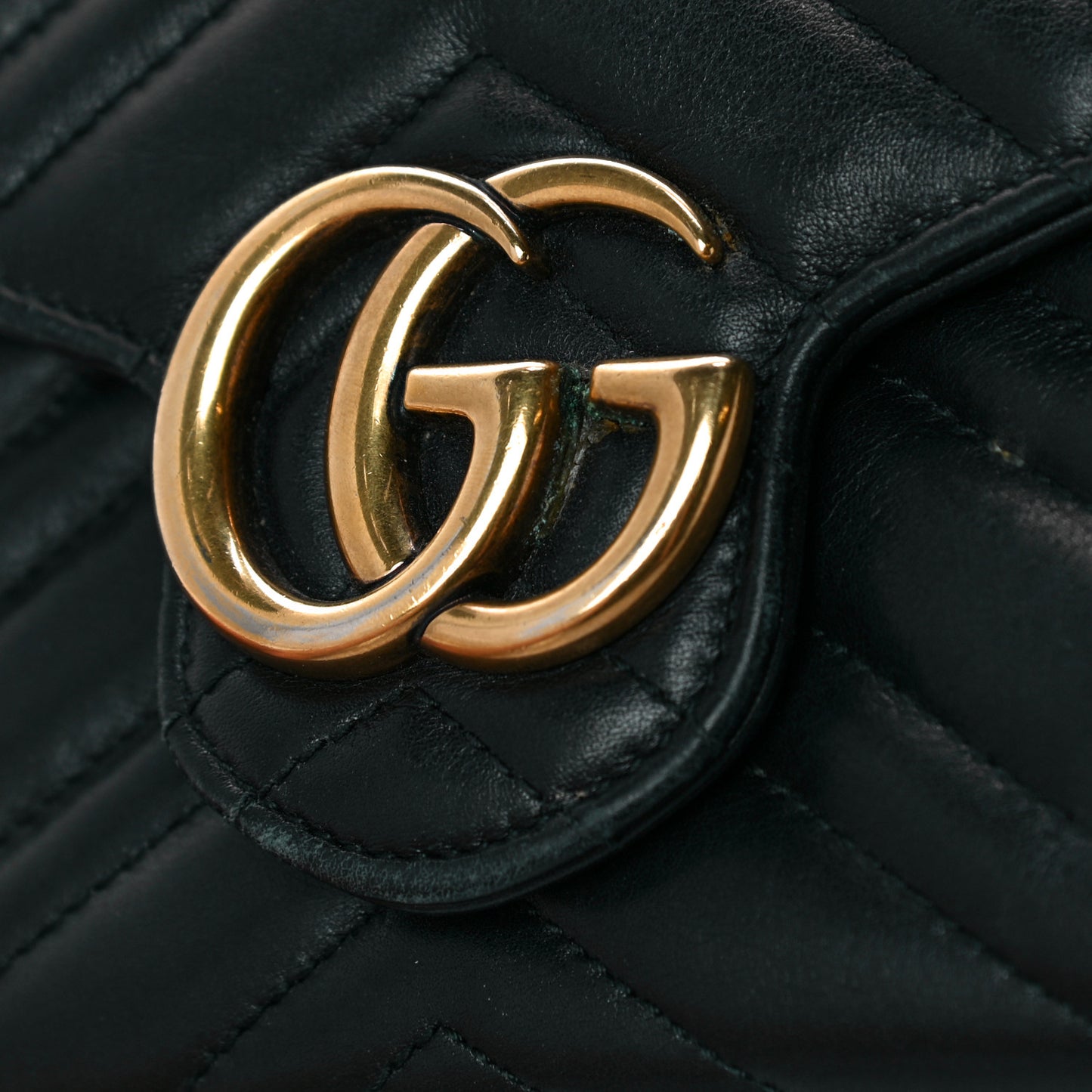 Calfskin Matelasse GG Marmont Chain Wallet Black