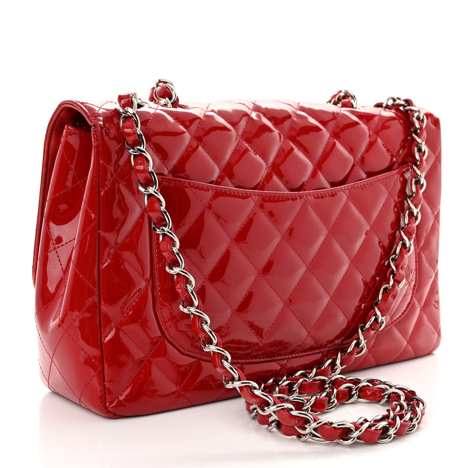 Chanel Patent Quilted Jumbo Single Flap Red 3 of 12