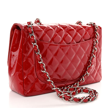 Chanel Patent Quilted Jumbo Single Flap Red 3 of 12