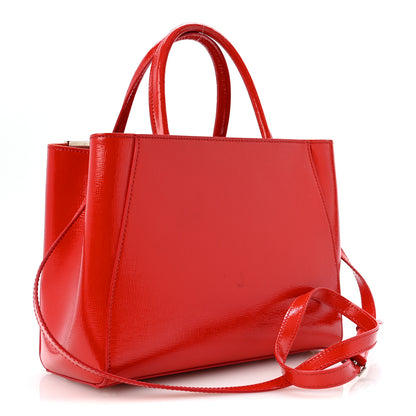 Fendi Vitello Vernice Camoscio Petite 2Jours Tote Papavero 3 of 12