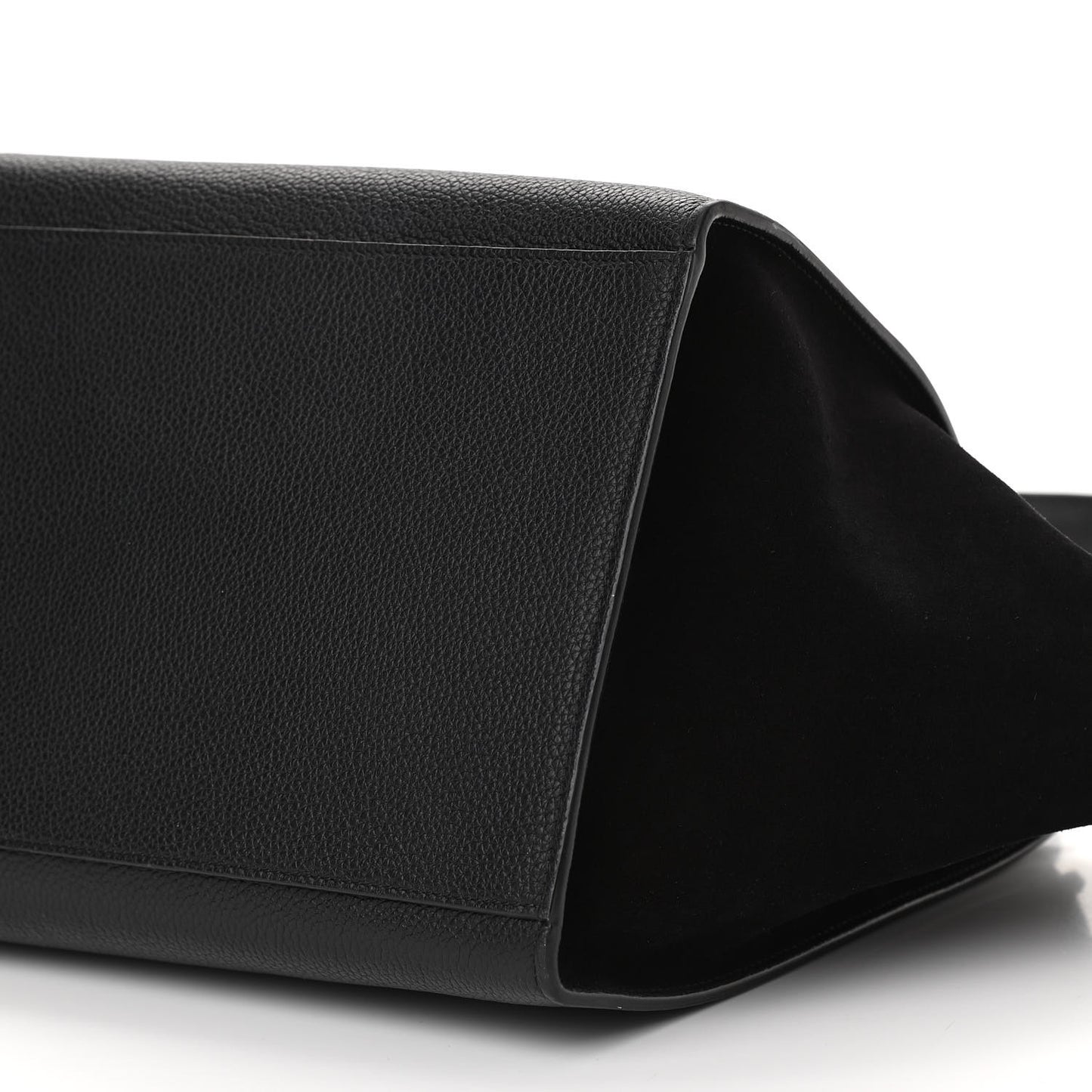 Drummed Calfskin Suede Small Trapeze Black