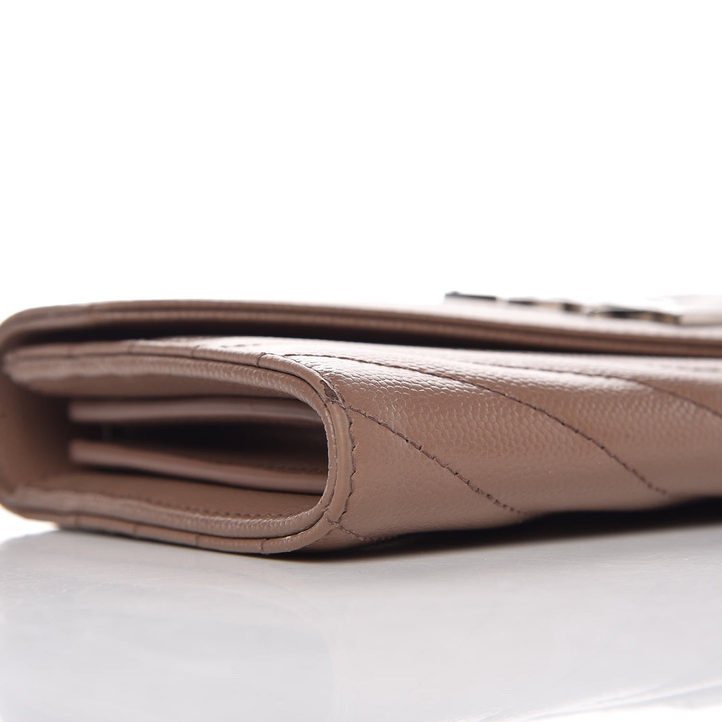 Grain De Poudre Matelasse Chevron Monogram Flap Wallet Taupe