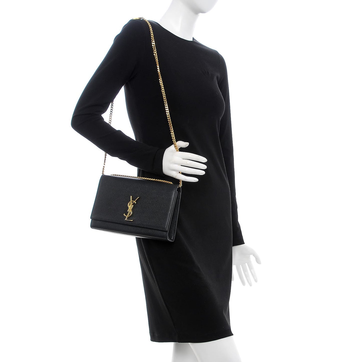 Grain De Poudre Medium Classic Monogram Kate Satchel Black