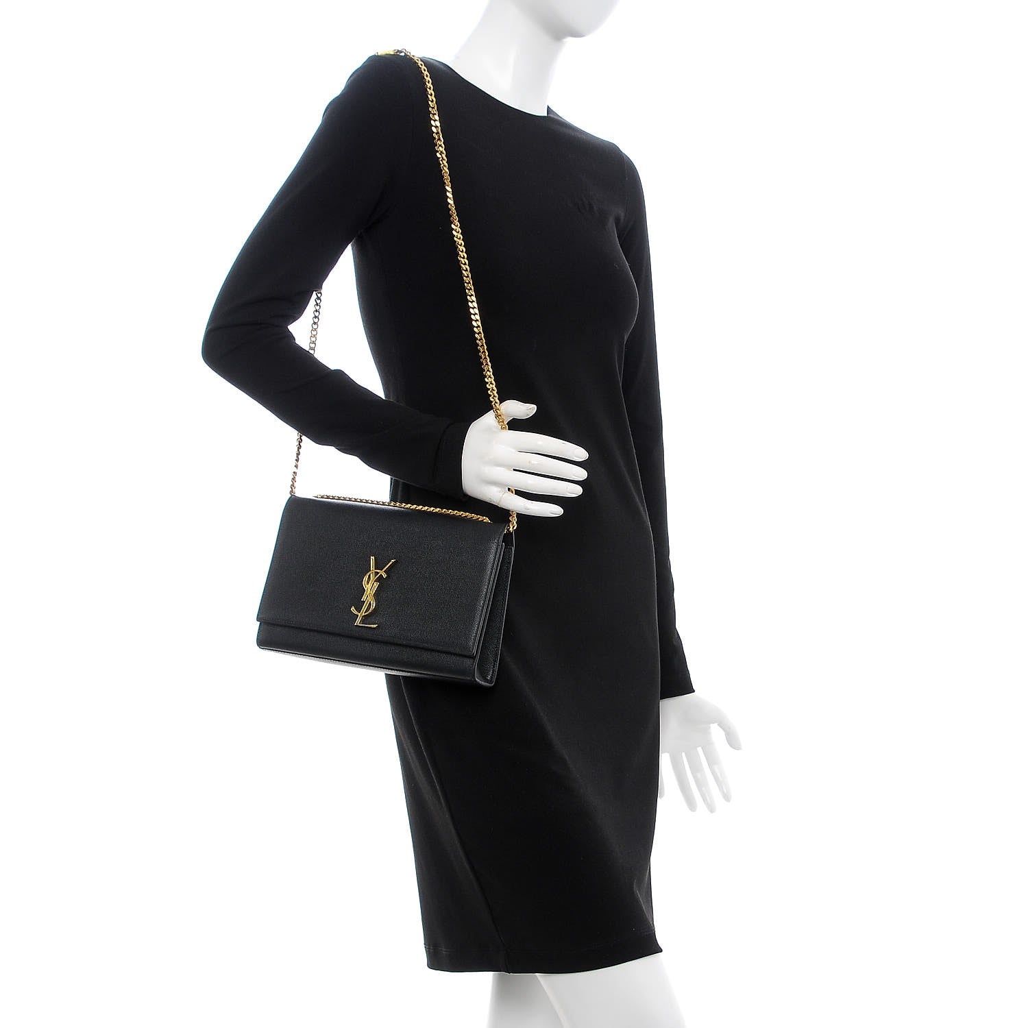 Saint Laurent Grain De Poudre Medium Classic Monogram Kate Satchel Black 2 of 8