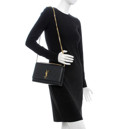Saint Laurent Grain De Poudre Medium Classic Monogram Kate Satchel Black 2 of 8
