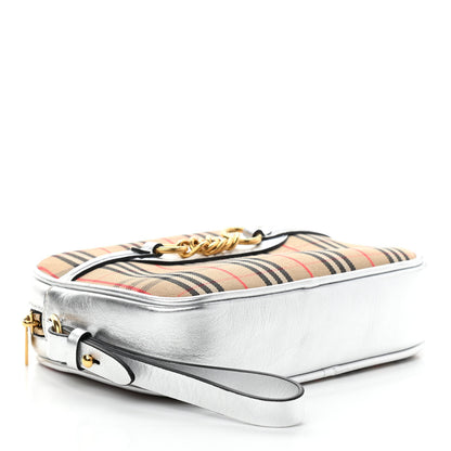 Burberry Metallic Smooth Calfskin 1983 Knight Check Link Bum Bag Silver 4 of 10