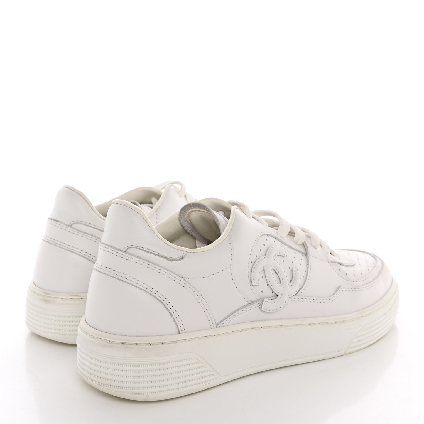 Calfskin CC Womens Sneakers 36 White